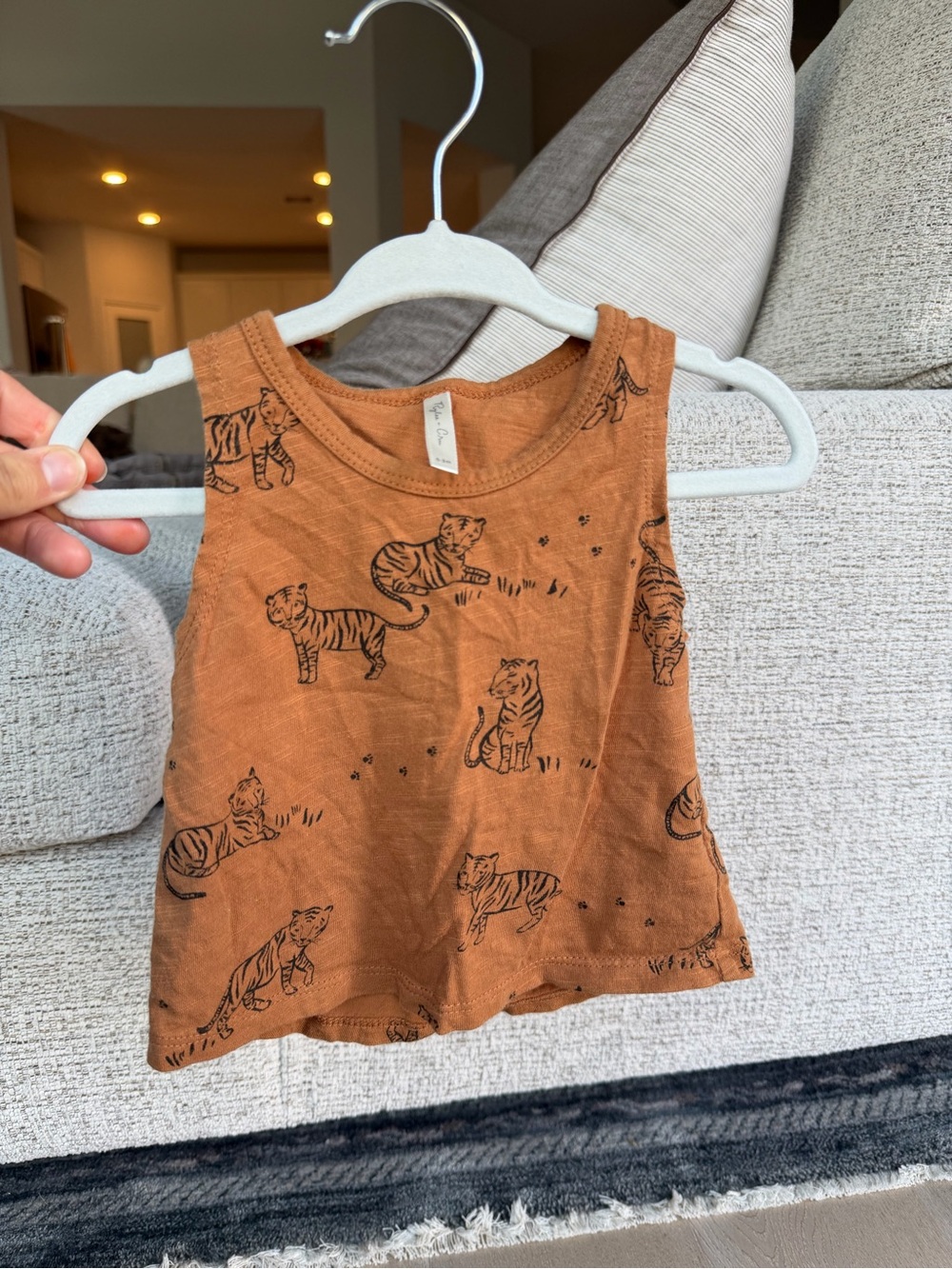 Rylee + Cru Tank Top in Rust with Tiger Print
